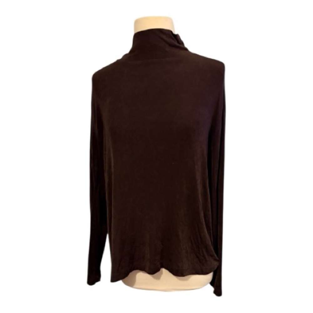 Chico’s Chocolate Brown Mock Turtleneck Top, Sz. 3